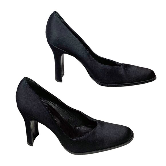 KENNETH COLE NY‎ Black Satin Asymmetrical Vamp Evening Pump - Picture 9 of 12